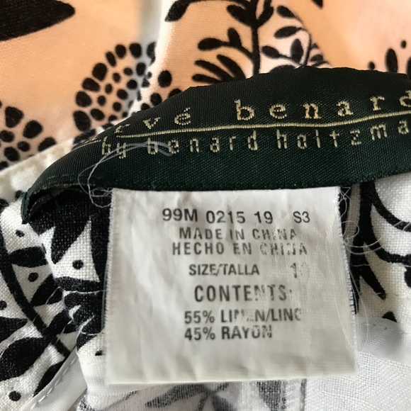 Harve Benard Linen Rayon Skirt 10 Black White - Picture 7 of 7